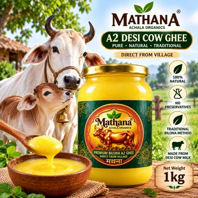 Mathana Pure A2 Gir Cow Ghee 1 Litre Glass Jar