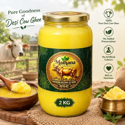 Mathana Pure A2 Gir Cow Ghee 2 Litre Glass Jar