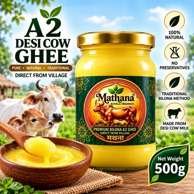 Mathana A2 Desi Cow Ghee 500 ml Glass Jar